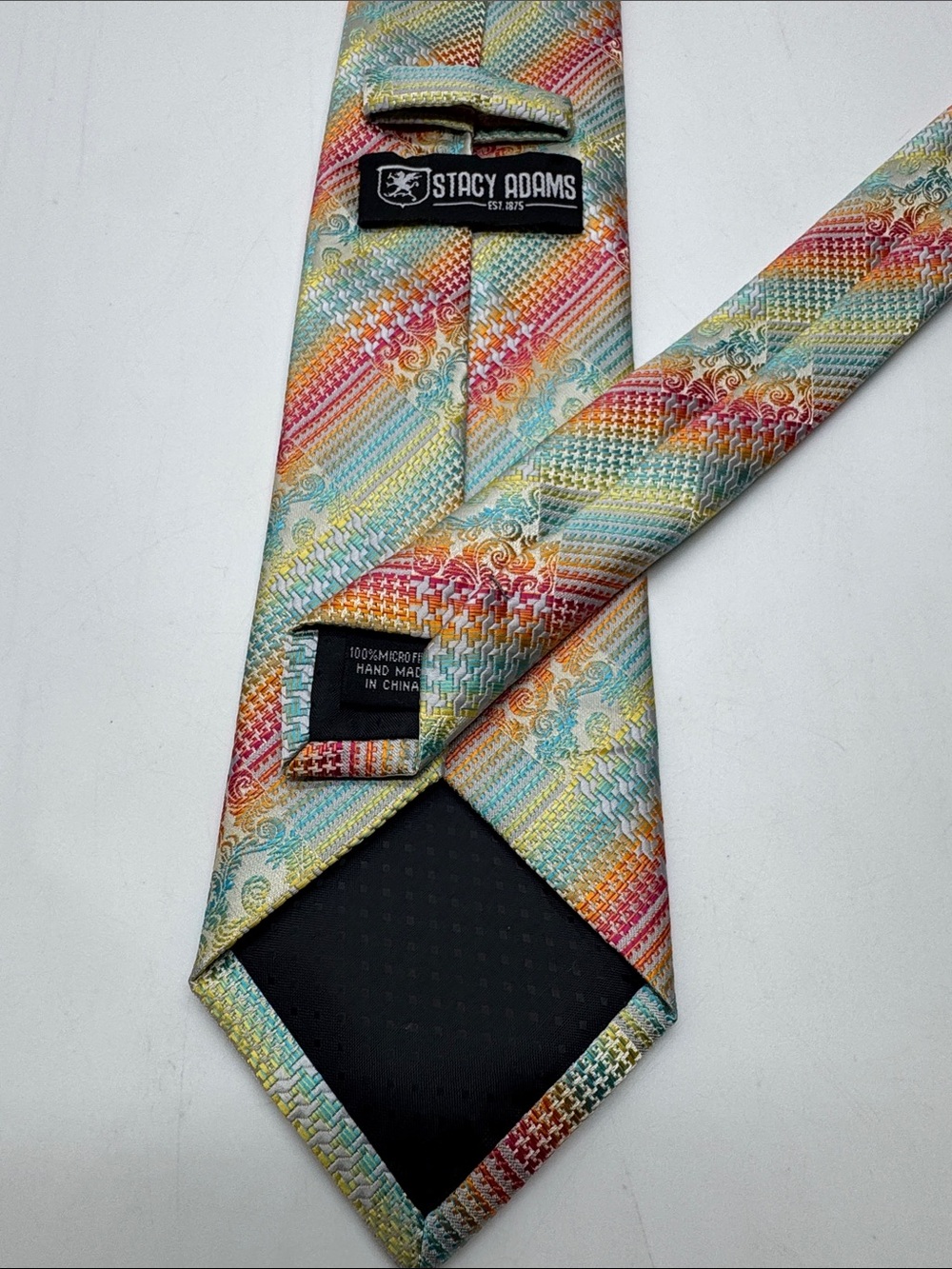 Stacy Adams Pastel Multicolor Diagonal Paisley Tie #0081